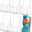 MaxGear Brochure Holder 6 Pack, 4 Inches Wide Acrylic Display Stand Clear Pamphlet Holders Flyer Holder Rack Card Holders Countertop/Desk Organizer for Trifold, Booklet, Literature, Magazine