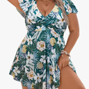 Blooming Jelly Women's Plus Size Bathing Suit One Piece Swim Dress Tummy Control Swimsuits Ruffle V Neck Swimwear XL