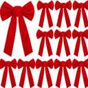 URATOT 12 Pack Red Velvet Christmas Bows, 9 x 16 inches
