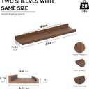 Boswillon 23.6 Inch Long Floating Shelves - 2 Set Farmhouse Wall Shelf for Bedroom, Nursery Book Shelf with Lip, Picture Ledge Shelf for Wall Decor Living Room Bathroom Kitchen - Walnut