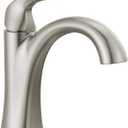 Delta Arvo Brushed Nickel Bathroom Faucet 1 Hole, Single Hole Bathroom Sink Faucet for Vanity, Push-Pop Drain Assembly, Spotshield Stainless 15840LF-SP