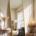 Delma Full Length Mirror, Large Floor Mirror for Wall, Bedroom, Bathroom, Living Room with Aluminium Frame (Stand, Arch 56x15-Gold)