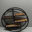 Admired By Nature, 18" Mounted Iron Circle Hanging Storage Shelving Floating Shelf 4 Tier Floating Circular Wall Decor Round Decorative Hanging Shelves, Sphere Shape Wall Shelf For Home, Black, 1 unit (Brown Wooden Round Small)