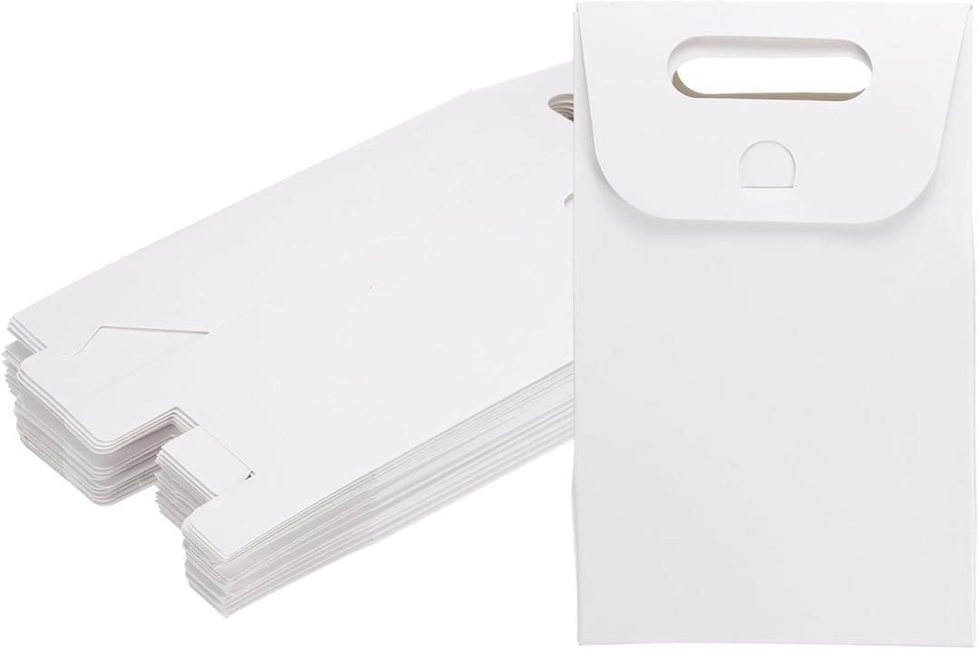 uxcell 32 Pcs Kraft Paper Gift Bags, Stand Up Gift Bags with Handles Reusable Party Favor Bags Candy Gift Boxes for Weddings Bridal Party Gift Packing (White)