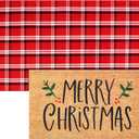 Duraaamo 2 Pcs Merry Christmas Outdoor Doormat Christmas Welcome Coir Doormat Rug Layered Red White Buffalo Plaid Mat for Front Porch Entryway