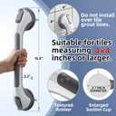 Grab Bars for Bathtubs and Showers 2 Pack Shower Handle, Heavy Duty Suction Grab Bar Bath Handrails for Seniors and Elderly, Bathroom Safety Grip No Drilling Waterproof Removable, Grey