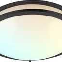 LUXRITE 18 Inch LED Flush Mount Ceiling Light, 5 Color Selectable 2700K | 3000K | 3500K | 4000K | 5000K, Dimmable, Modern Ceiling Light Fixture, 24W, 2160 Lumens, Energy Star, ETL Listed, Matte Black (Matte Black - 5 Colors)