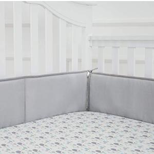 TILLYOU Baby Breathable Crib Bumper Pads for Standard Cribs Machine Washable Padded Crib Liner 100% Silky Soft Microfiber