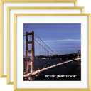 Yaetm 20x20 Gold Picture Frame Matted to 16x16, Set of 3, Thin Large Square Frame for Gallery Wall Display, Hanging Hardware Included (3 Pack, Gold)