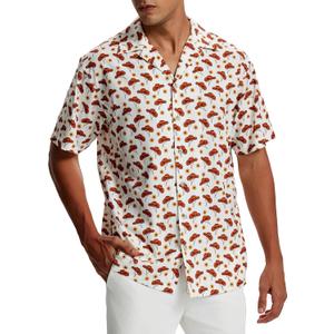 Men's Hawaiian Shirts Wrinkle Free Short Sleeve Button Down Tropical Beach Vacation Shirt White- Cowboy Hat, Medium (M)