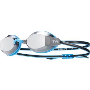 TYR Youth Black Ops 140 EV Mirrored Racing Goggles - Competition Ready Swim Goggles with Wide Vision, Anti-Fog, UV Protection (Blue, S)