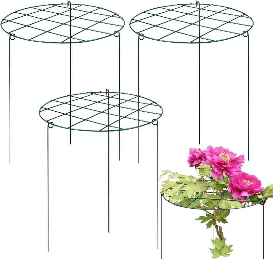 Sekcen 6 Pack 16 x 24 Inch Peony Support Cage Grow Through Plant Supports for Outdoor Plants Peony Ring Hoop Grow Through Grid Stakes