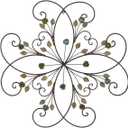 KUWIVO Lechesis 24" Metal Flower Scroll Wall Art Decor Sculptures with Rust Leaf for Living Room Bedroom