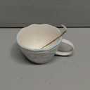 Koythin Large Bow Coffee Mugs, Vintage Coffee Mug, Irregular Ceramic Mug with Handle and Spoon, Cute Mugs Aesthetic for Home, Office, 13.5 oz for Tea, Milk, Cocoa and Oatmeal (Blue)