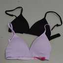 Fruit of the Loom Girls' Big Seamless Soft Cup Bra, 2-Pack, Lilac Whisper/ Black Hue, 28