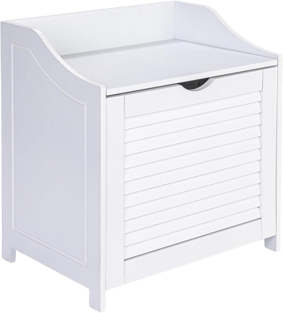 Household Essentials Single Load Hamper Cabinet Seat, White Household Essentials Single Load Hamper Cabinet Seat, White