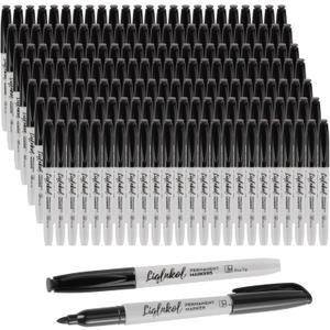 Permanent Markers Bulk, 188 Pack Fine Tip Black Permanent Marker Set, Waterproof Markers, Waterproof, Quick Drying, Office Supplies for School, Office, Home - Works On Paper, Glass, Metal, Ceramics