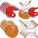 Gejoy 90 Pieces Baseball Cutouts for Bulletin Board Baseball Paper Cutouts Gloves Hat Ball Cut Outs for Sports Theme Birthday Party Decorations, 3 Styles and 4.7 Inch Long