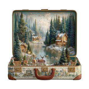 Wooden Puzzles for Adults - Suitcase Scenery-Nordic Forest Wooden Puzzle, Unique Wood Jigsaw Puzzle for Adults, Wood Puzzles Adult, Gifts for Family, Wall Art Home Decor (175pcs 11.4 * 9.6in M)
