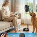 Portable Standing Oscillating Rechargeable Fan - 8" 8000mah Battery Operated USB Fans for Bedroom Quiet Remote Folding Pedestal Floor Ventilador Foldable Table Desk Room Office Camping Cruise Travel, Medium