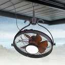 Breezary Outdoor Ceiling Fan with Light, 23.6" Weatherproof Gazebo Fan with Hanging Hook, Ultra Quiet DC Motor Black Caged Plug in Patio Ceiling Fan Downrod Mount for Pavilion Poolside Porch Pergola