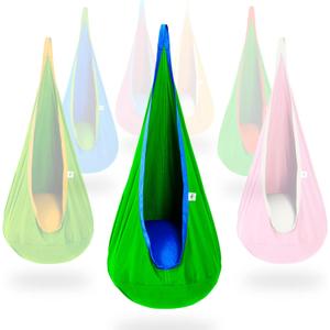OUTREE Kids Pod Swing Seat, Cotton Child Hammock Swing Chair, Sensory Swing for Indoor and Outdoor Use, Green and Blue OUTREE Kids Pod Swing Seat, Cotton Child Hammock Swing Chair, Sensory Swing for Indoor and Outdoor Use, Green and Blue