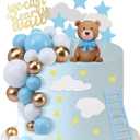 Yinder 37 Pcs Bear Cake Decoration Toppers for Baby Shower Decorations with Balls We Can Bearly Wait Happy Birthday Mini Bear Figurine Cake Party Birthday Supplies (Cute)