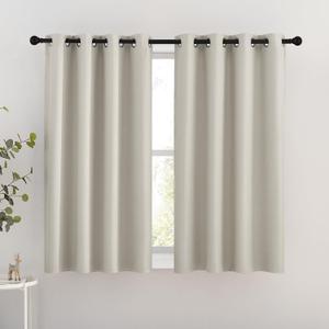 NICETOWN Blackout Natural Curtains for Bedroom - Window Treatment Thermal Insulated Grommet Solid Drapes Energy Saving Sound Reducing Room Darkening for Basement, 1 Pair, W46 x L54