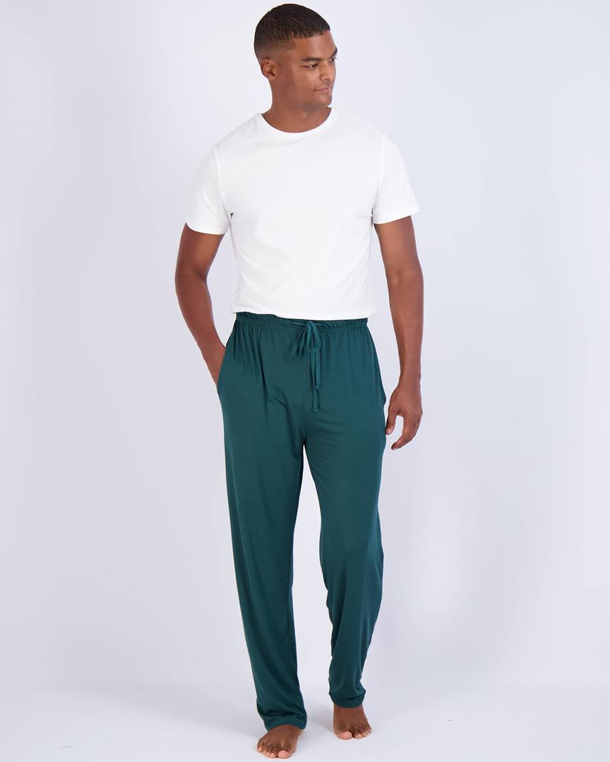 Real Essentials Pack: Men's Soft Pajama Lounge Pants with Drawstring & Pockets - 4 - Way Stretch & Wicking-Big & Tall, Medium