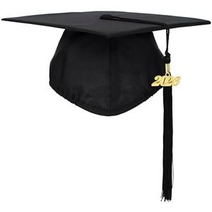 FtyFty Unisex Adult Matte Graduation Cap with Tassel Year Charm 2025