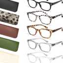 BLS BLUES Reading Glasses for Women, Blue Light Blocking, Vintage Computer Eyewear (*Leopard/Tortoise/Black/Grey/Clear With Cases)