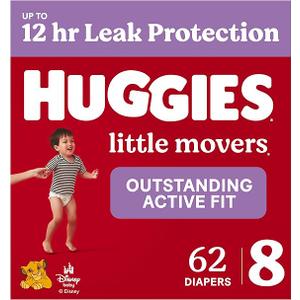 3 x Huggies Little Movers Diapers Size 8, 62 Count