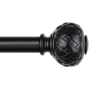 TONIAL Curtain Rod 32 to 120 Inches, Black 7/8 Adjustable Curtain Rods for Windows 20 to 116 Inches, Splicing Drapery Rods Heavy Duty with Netted Texture Finials