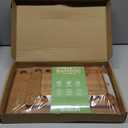 Bamboo Cutting Board for Kitchen, Wooden Cutting Board 3-Piece Set with Non-Slip Mat Deep Juice Groove and Built-In Handles, Wood Cutting Board for Meat Vegetables Fruit Ideal Gift for the Home (Carbonized brown)