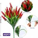 Geegoods Artificial Plants Flowers Outdoor 48 Bundles UV Resistant Faux Lavender Flowers with Monkey Grass for Garden Porch Window Patio Hanging Planter Decor