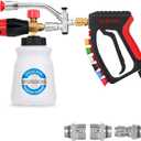 DUSICHIN Pressure Washer Swivel Joint 4000 PSI Snow Foam Cannon Dual-Ended Shift Valve 7 Nozzles, Foam Lance Kit Dual Connector 7 Pressure Washer Tip holders 3/8 Fitting M22-14 M22-15 DUS2913