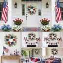 22IN Spring Summer Wreath Patriotic Wreath with Dahlia, Peony, Eucalyptus Leaves. Ivy for Front Door Wall Decor Indoor Outdoor