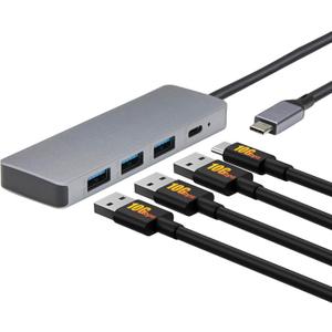 Amazon Basics USB 3.2/3.1 Gen 2 Hub Dock, 10Gbps, USB-C to 1xUSB-C / 3xUSB-A Works with Windows/Mac, Silver, Black