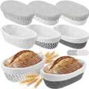 6 Set 6.9 Inch Mini Banneton Bread Proofing Basket Natural Cotton Rope Proofing Bowls Kit with Cloth Liner Small Sourdough Bread Baking Supplies for Home Baking (Grey)