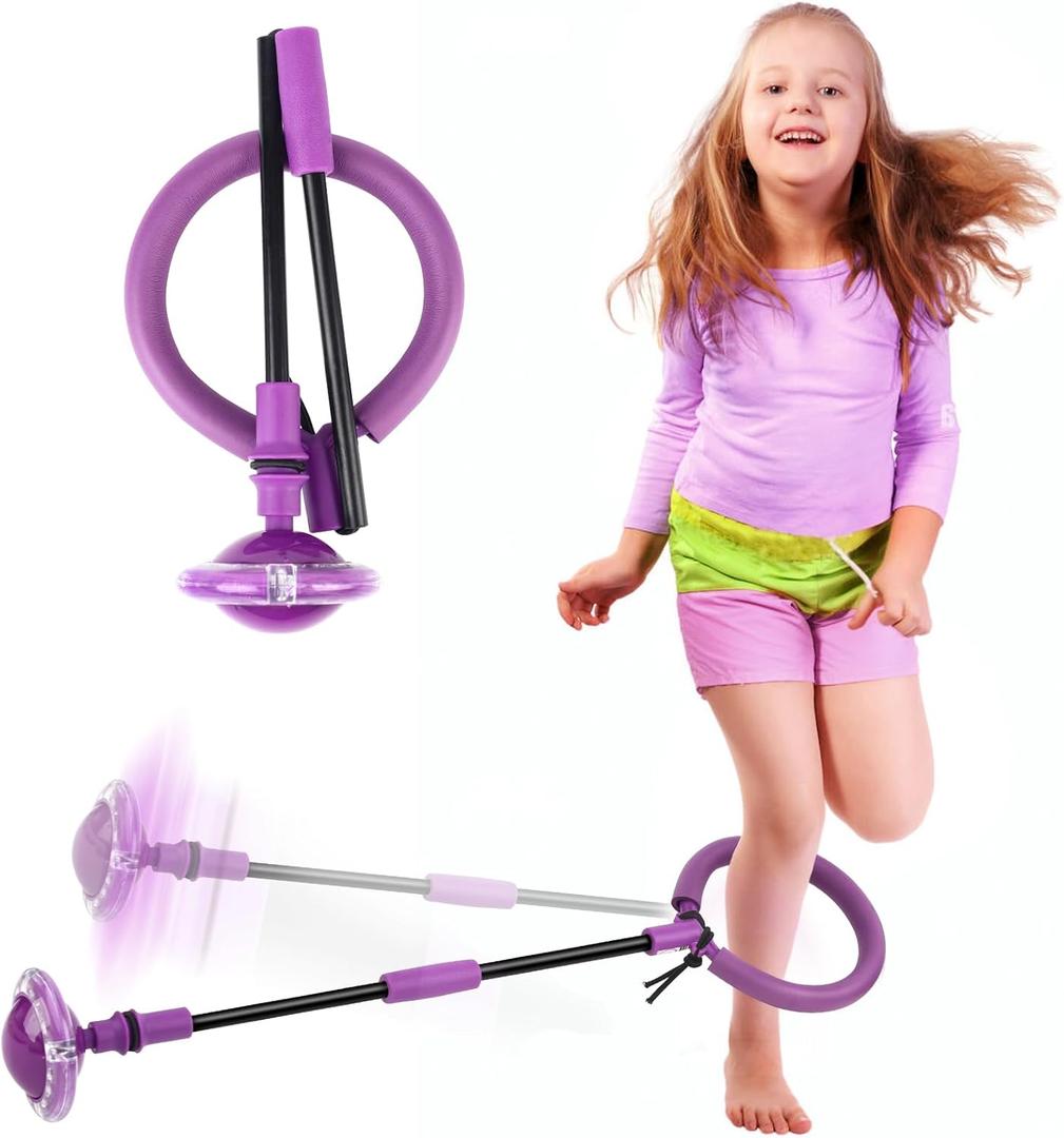 Skip Ball for Kids, Portable Foldable Colorful Flash Wheel Swing Ball Sports Fitness Toys for Girls & Boys,Toy for Kids & Adults. Gifts for Mom Women & Girls Toys Age 5-10 Years (Purple)