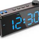 ANJANK Upgrade Digital Alarm Clock Radios for Bedroom 0-100% Dimmer, Weekday/Weekend Dual Alarm, USB Charging Port, Battery Backup,FM Radio with Sleep Timer, Easy to Set for Kids, Bedside, Nightstand (A-blue)