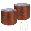 Large Lampshades Set of 2 Drum Lamp Shades 15" Top X 15" Bottom X 12" High, Large Lamp Shade Spider Fitter Cowhide Lampshades with 10" Height Come with Gold LampShade Holder 2 Easy Assembly Required