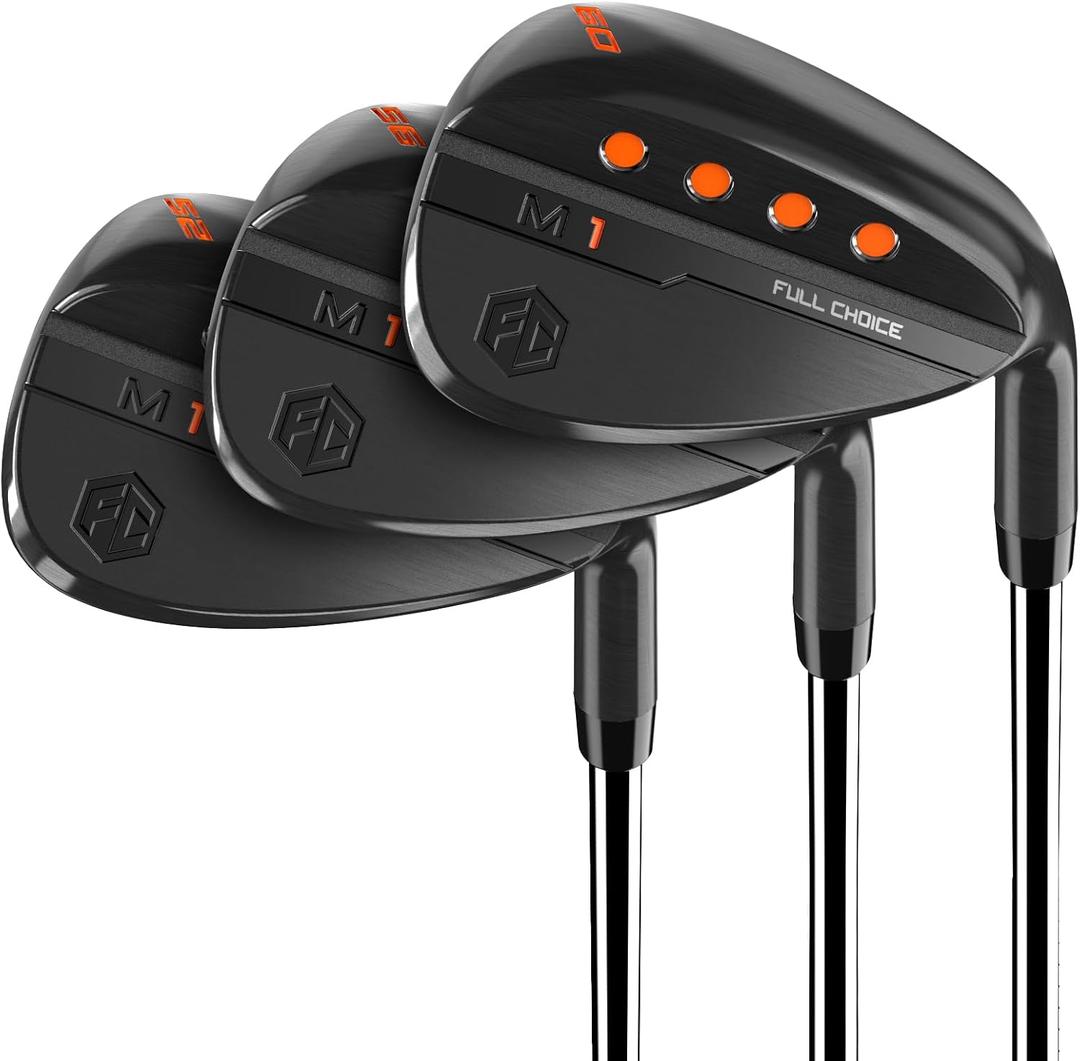 FULL CHOICE Golf Wedge Set, 52/56/60 Degree Golf Sand Wedge, Gap Wedge, Lob Wedge Golf Clubs, Wedges Golf Clubs for Men Women Right Hand, CNC Milled Face for More Spin and Control, Black 