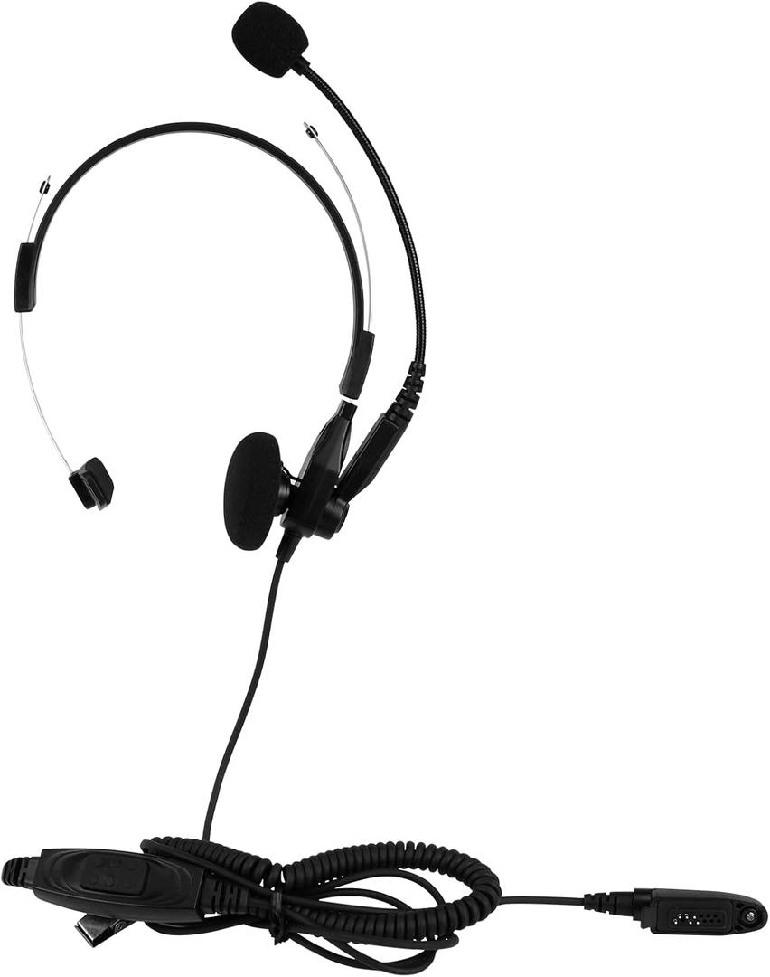 Retevis EHM003 Two Way Radio Headset with Mic,Overhead Walkie Talkie Headset,for RT29 RT48 RT47 RT47V RB23 RB46 NR30 RT29D Ailunce HD1 HD2 HA1G,Compatible with Motorola GP328Plus Walkie-talkie(1 Pack)