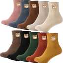 5/10 Pairs Cute Smiling Face Sock Embroidery Ankle Novelty Funny Socks Gifts for Womens Socks (10 pairs Bear sock)