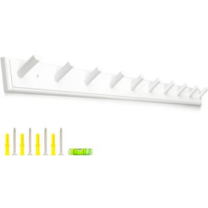 10 Hook Coat Rack Wall Mounted, Long 38 Inches Wooden Wall Coat Hanger with 10 Pegs, 16'' Hole to Hole Wall Coat Hooks for Hanging Towels, Hats, Backpacks, Clothing, Caps, White 10 Hook Coat Rack Wall Mounted, Long 38 Inches Wooden Wall Coat Hanger with 10 Pegs, 16'' Hole to Hole Wall Coat Hooks for Hanging Towels, Hats, Backpacks, Clothing, Caps, White