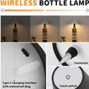 TTLYUGN Wireless Bottle Lamp,Wireless Liquor Bottle Lamps Shade for Any Bottle,Rechargeable 3 Color Stepless Dimming LED Wine Lights,Touch Control Desk Kit for bar & Restaurant - Gold
