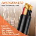 Solid Indoor 6/3 Type NM-B Pure Copper Cable 125FT, Black, 6 AWG 3 Conductors with Ground Wire