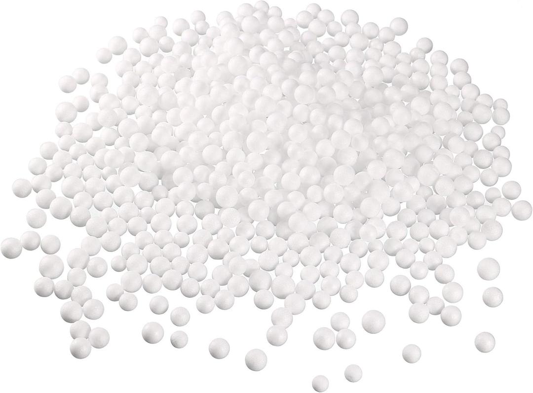uxcell 1 Pack 0.3" White Polystyrene Foam Ball Beads Round for the Arts, DIY Crafts, Party Decorations, Fillings of Vase Pillow