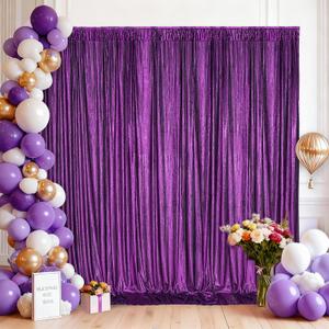 Back Drop Curtains for Parties 9.6x8FT Purple Background Drapes Shimmer Photo Photography for Hallween Ceremony Home Decorations(2 Panels 4.8x8FT)
